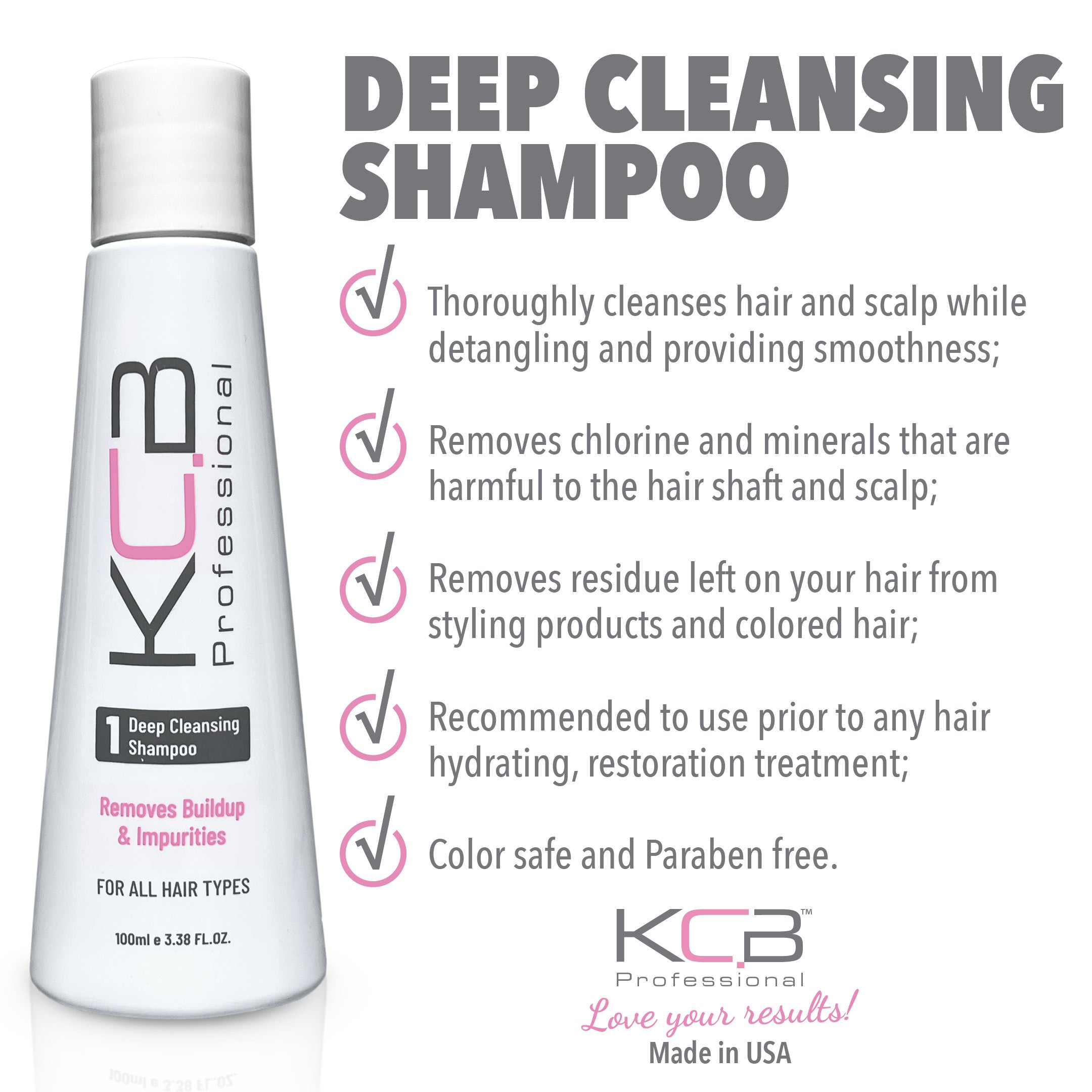 KCB Professional Smooth System, 2 Steps Brazilian Keratin Hair Treatment for Smoothing and Hair Frizz Control, Complex Blowout, Straightening, All Hair Types, Formaldehyde Free, 3.38 Fl oz / 100ml Kit