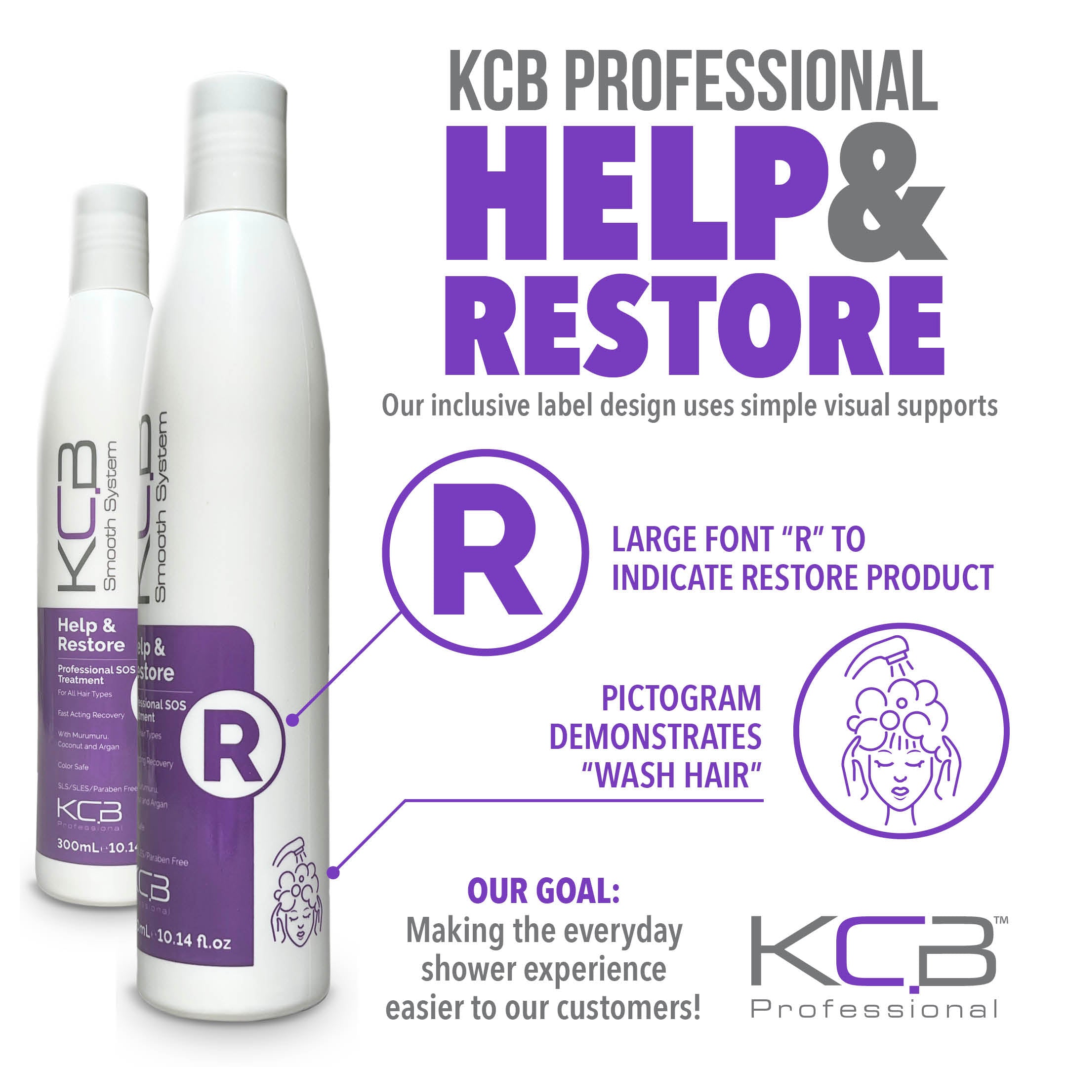 KCB Professional Smooth Help and Restore, SOS Keratin Hair Repair Treatment for Dry or Damaged Hair. Repair Hair Damage from Heat, Bleach, Color, and Chemical Services. Smooths and Control Frizz.