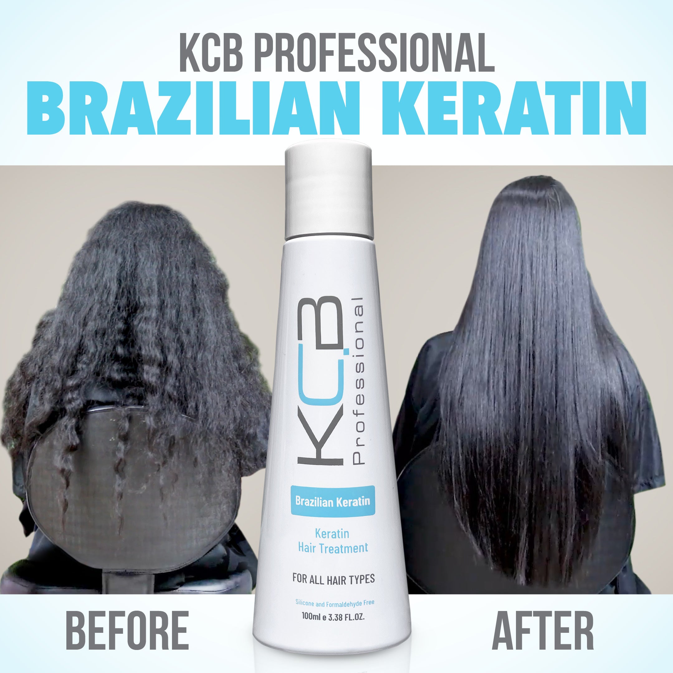 KCB Professional Brazilian Keratin 1 Step Keratin Hair Treatment Kit at Home. Keratina para Alisar El Pelo. Straightening and Hair Frizz Control All