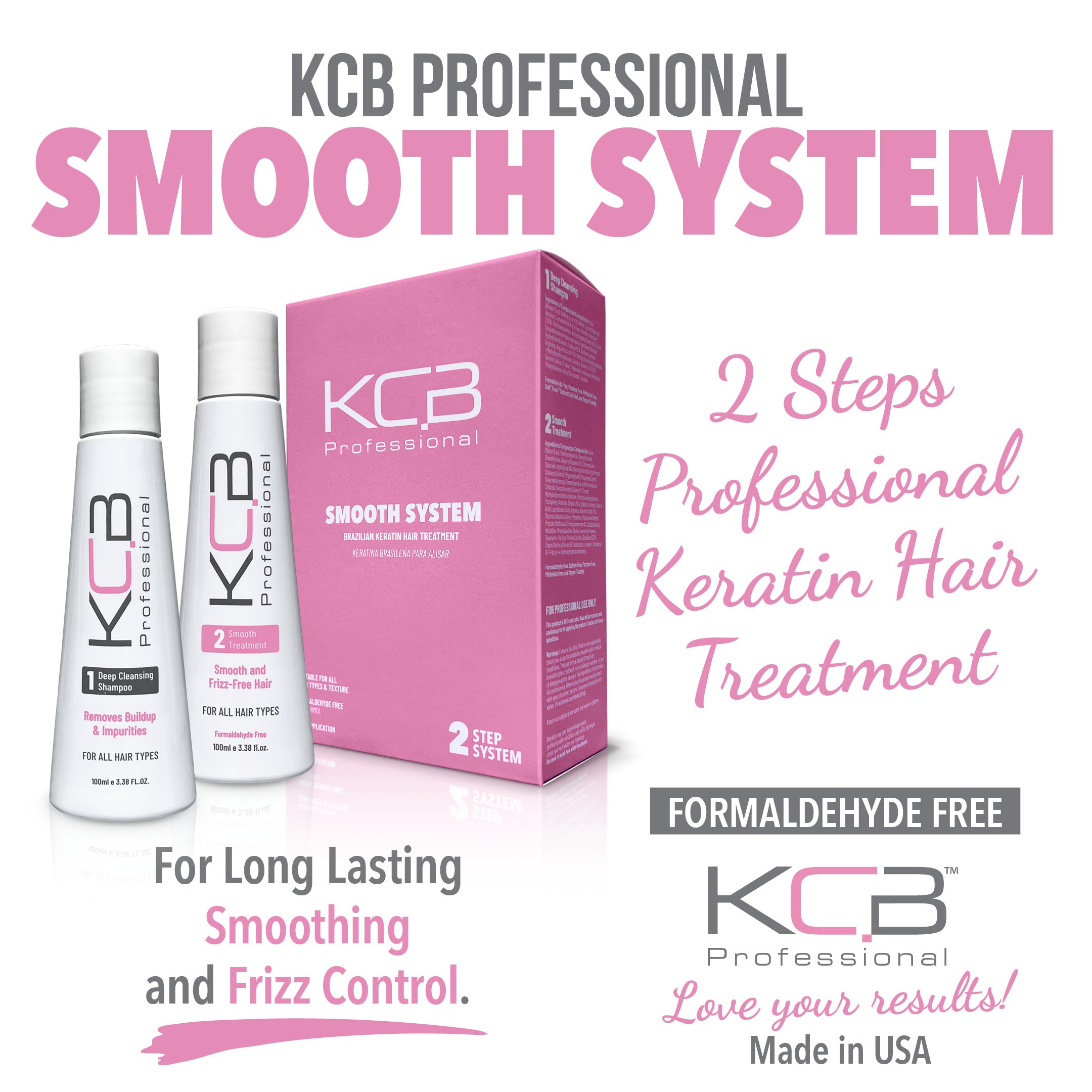 KCB Professional Smooth System 2 Steps Brazilian Keratin Hair Treatment KCB Professional USA