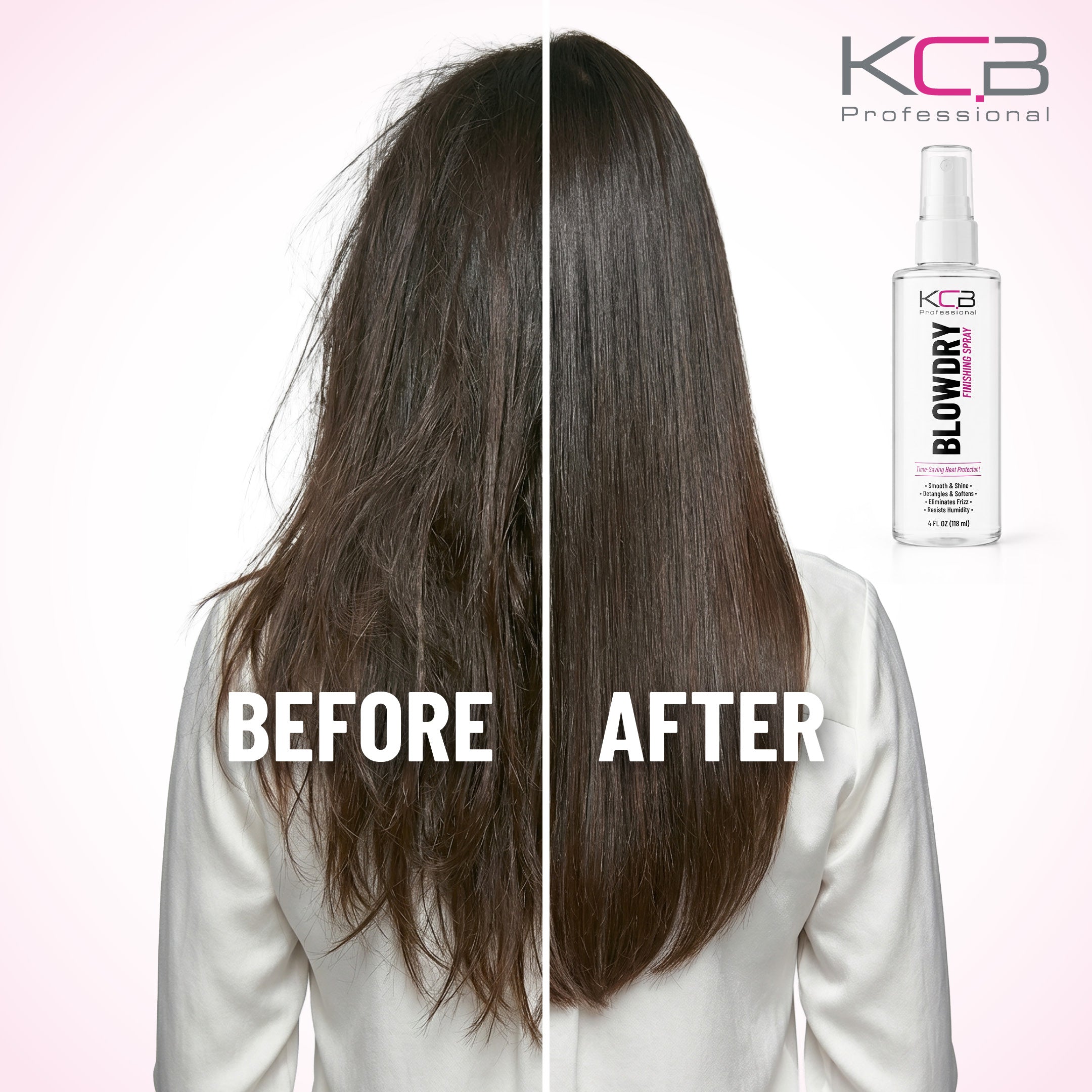 KCB Professional Blowdry Leave-in Conditioner Finishing Spray, Heat Protectant that Smooths, Resists Humidity, Detangles, Moisturizes, Adds Shine, and Reduces Frizz, All Hair Types, 4 Fl Oz