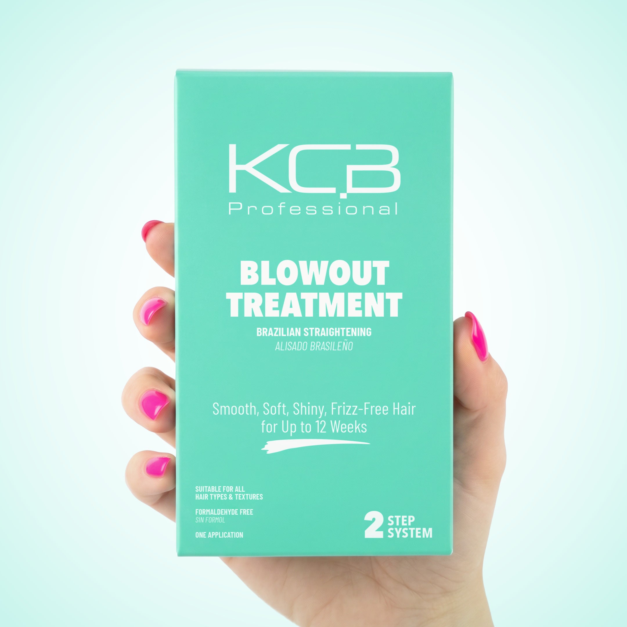 KCB Professional Blowout, 2 Step Keratin Hair Treatment Kit at Home. Keratina para Alisar el Pelo. Brazilian Straightening and Frizz Control, All Hair Types, Formaldehyde Free, 3.38Floz