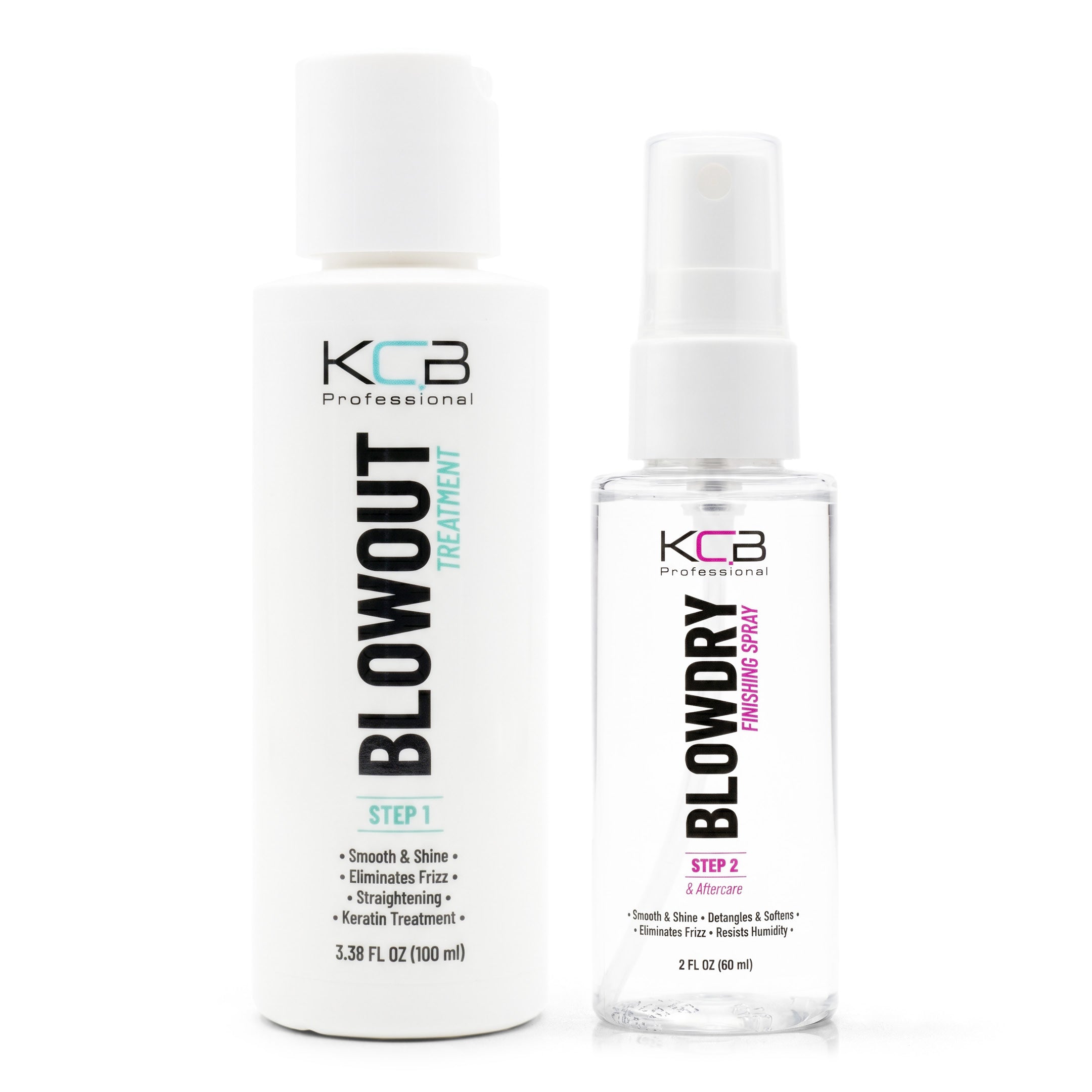 KCB Professional Blowout, 2 Step Keratin Hair Treatment Kit at Home. Keratina para Alisar el Pelo. Brazilian Straightening and Frizz Control, All Hair Types, Formaldehyde Free, 3.38Floz