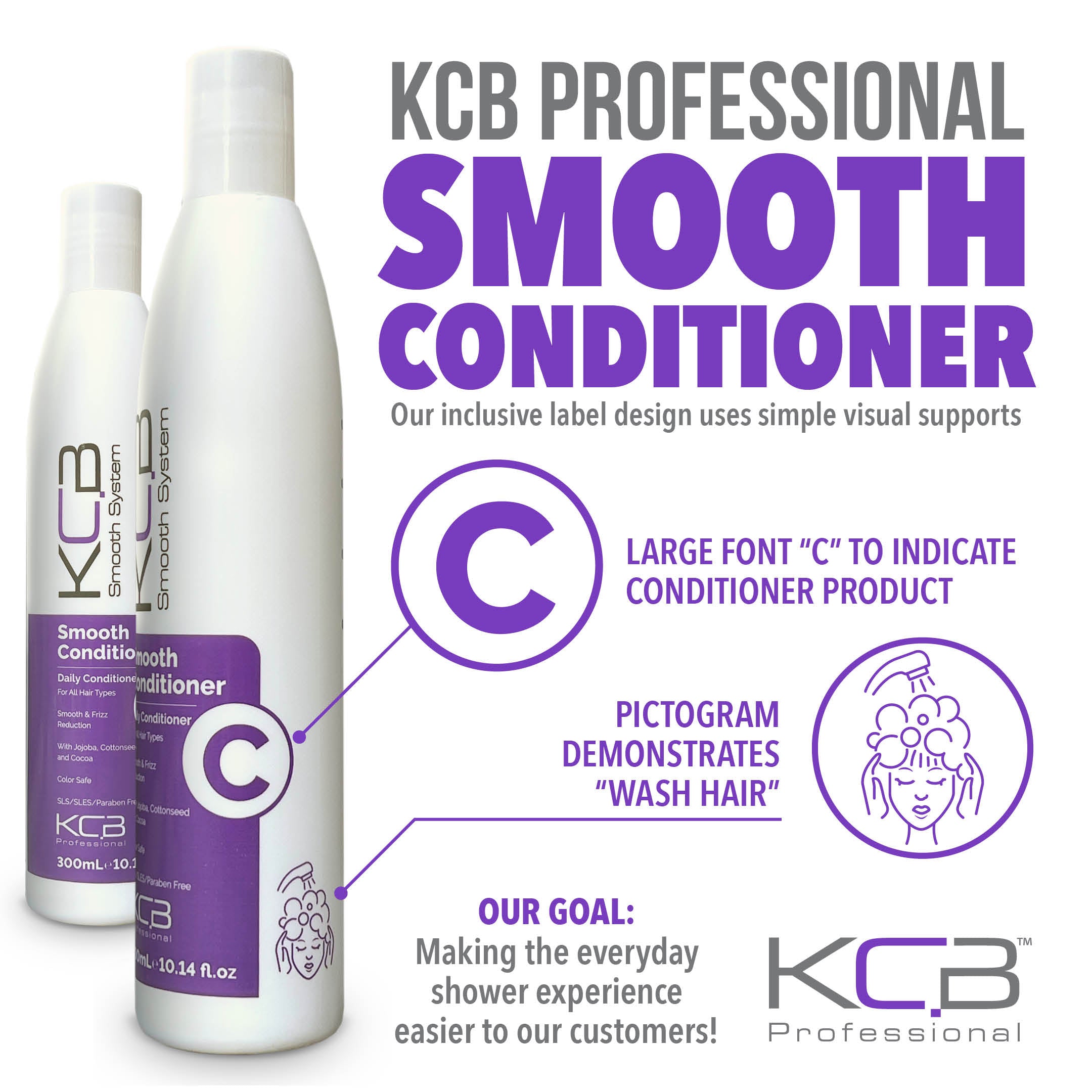 KCB Professional Smooth Conditioner for Smoothing and Hair Frizz Control. Nourishes, Revitalizes, Detangle, All Hair Types, 10.14 Fl oz / 300ml. Enriched with Jojoba Oil, Coconut and Cocoa Butter.