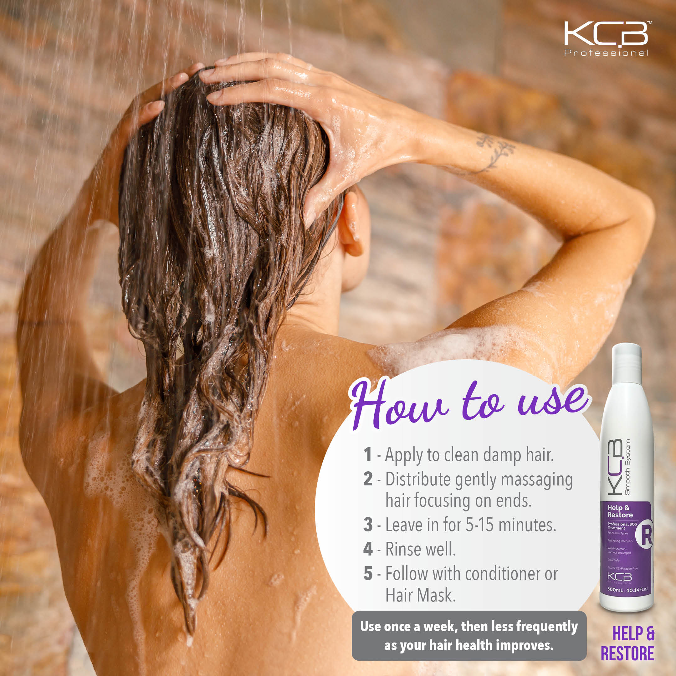 KCB Professional Smooth Help and Restore, SOS Keratin Hair Repair Treatment for Dry or Damaged Hair. Repair Hair Damage from Heat, Bleach, Color, and Chemical Services. Smooths and Control Frizz.